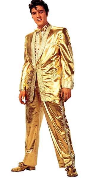 The famous flashy gold suit that Elvis was not a fan of wearing.