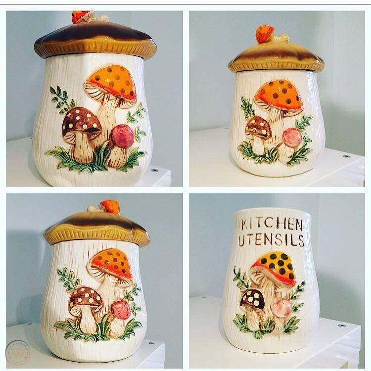 Vintage merry mushroom canister set 1 5c6c8f362d66ec67adcc4d7eab1a1f25