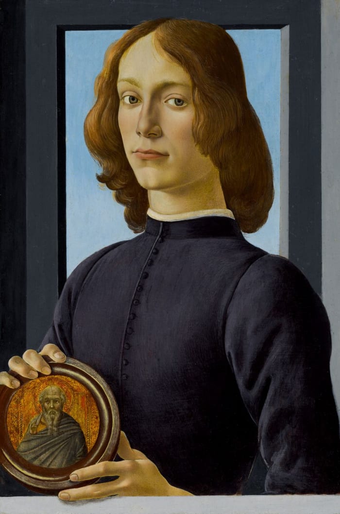 Sandro Botticelli's Young Man Holding a Roundel.