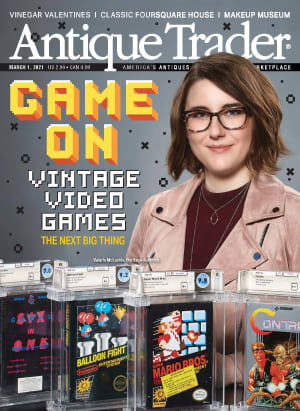Download a free issue of Antique Trader featuring this cover story on Vintage Video Games and Valarie McLeckie.